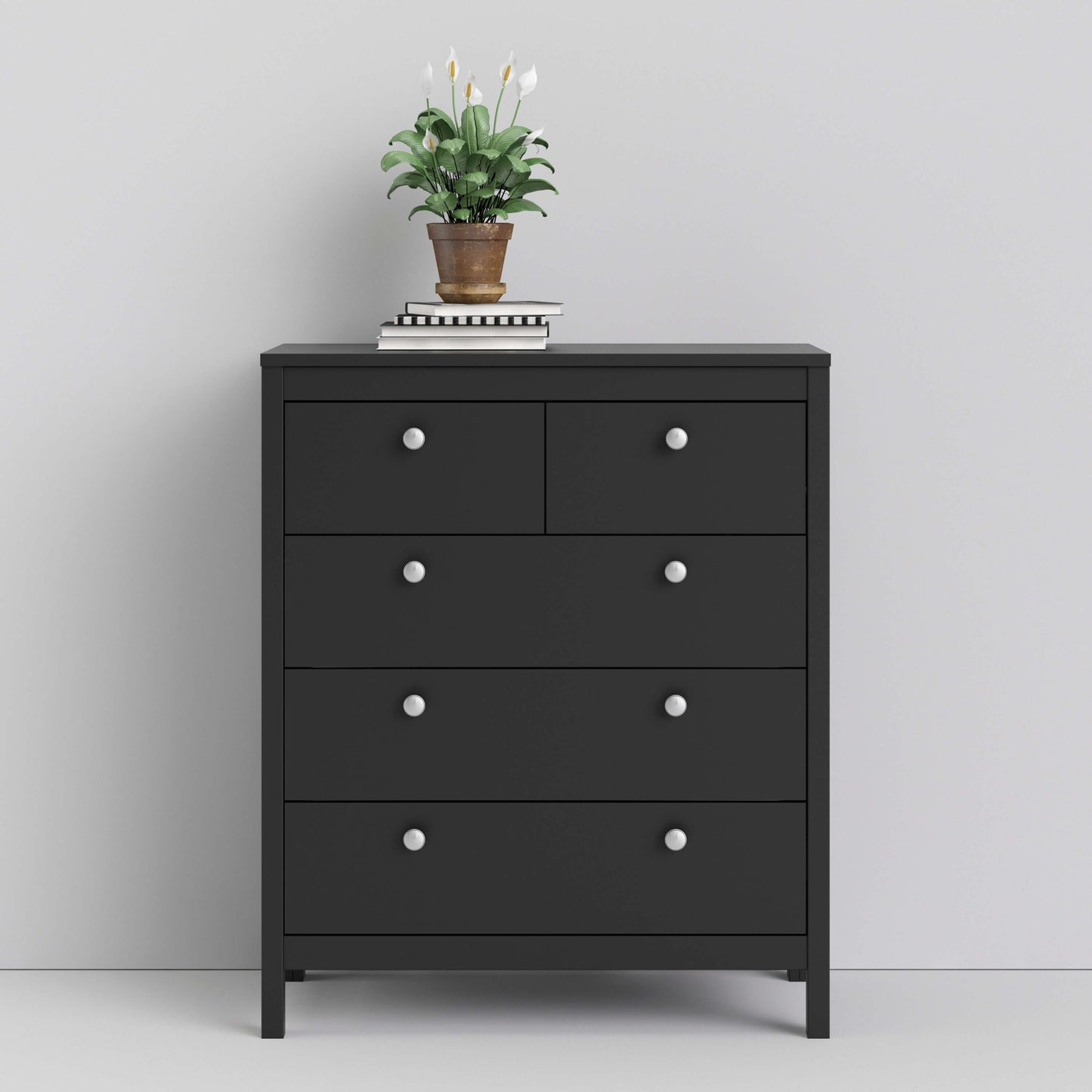 Madrid Chest 3+2 Drawers in Matt Black - 3+2 Drawer Chest of Drawers ModelBedroom