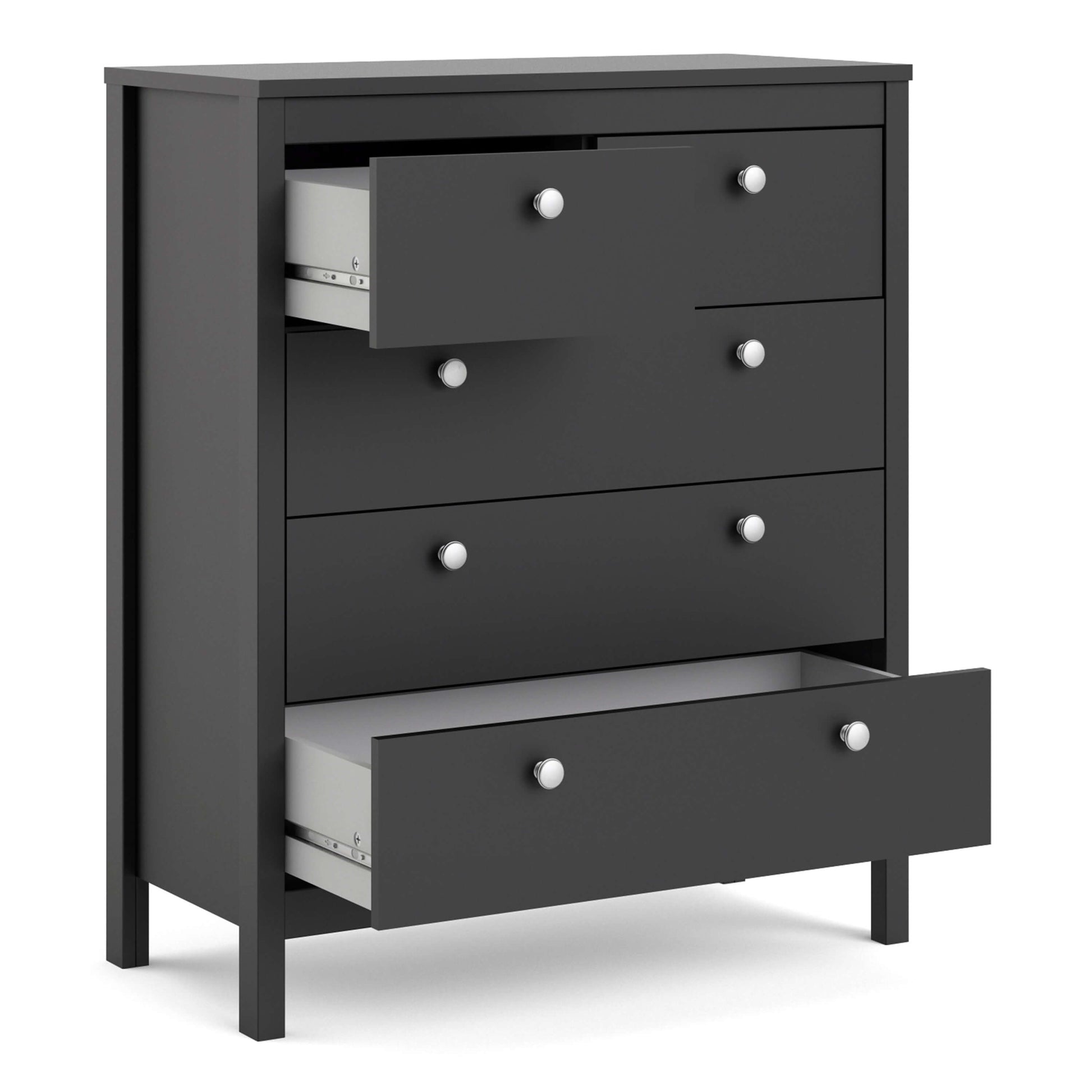 Madrid Chest 3+2 Drawers in Matt Black - 3+2 Drawer Chest of Drawers ModelBedroom