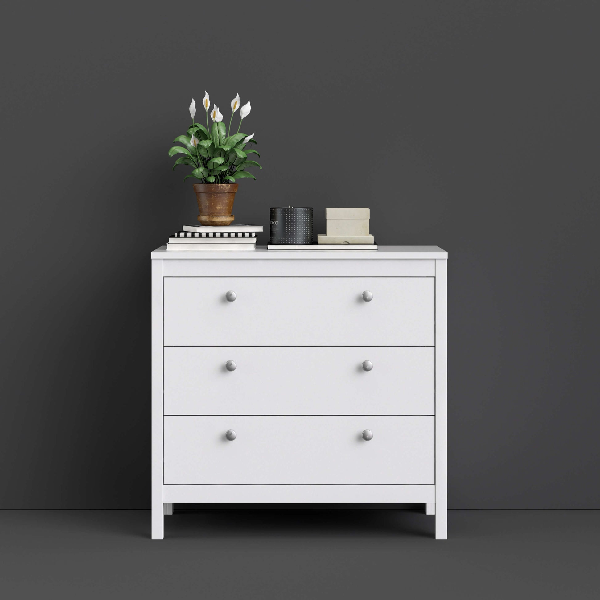 Madrid Chest 3 drawers in White - 3 Drawer Chest of Drawers ModelBedroom