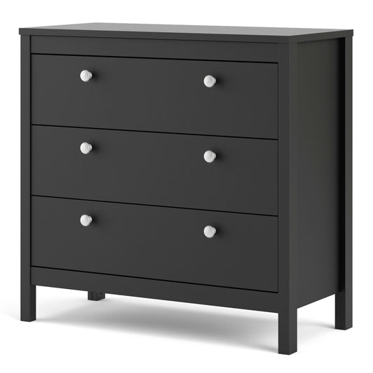 Madrid Chest 3 drawers in Matt Black - chest of 3 drawers matt black ModelBedroom