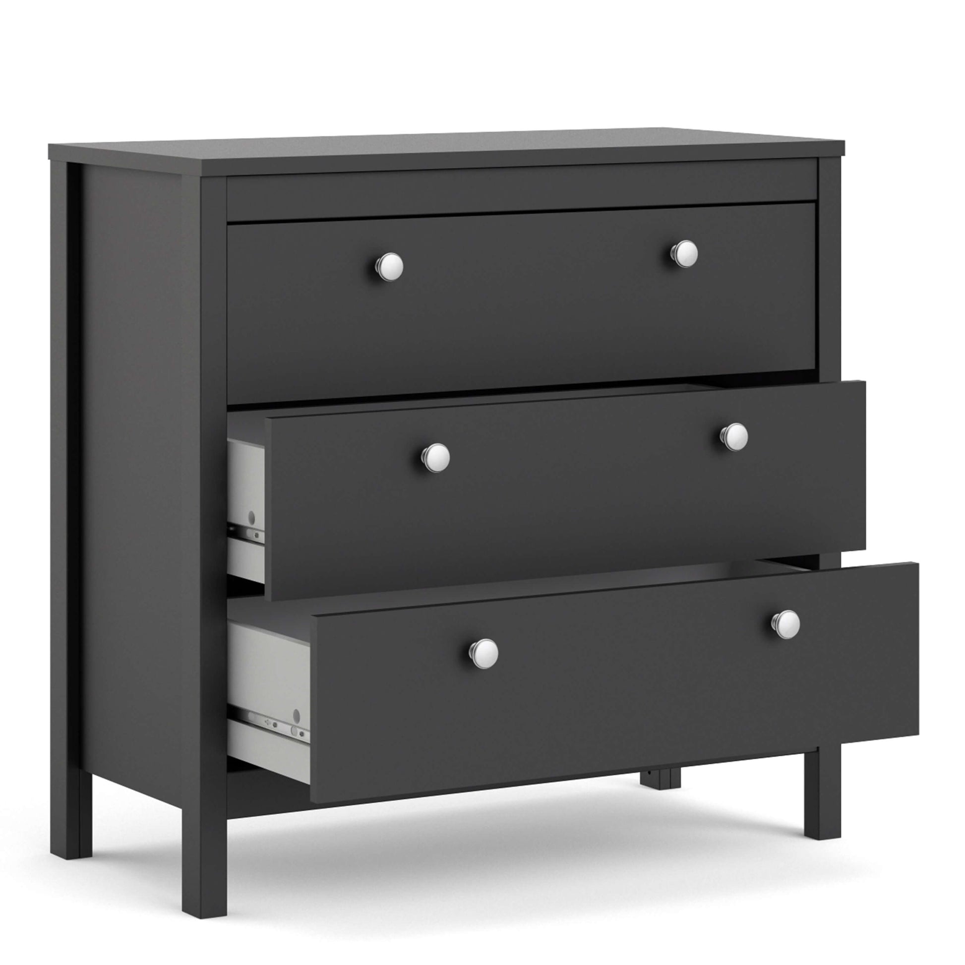 Madrid Chest 3 drawers in Matt Black - chest of 3 drawers matt black ModelBedroom