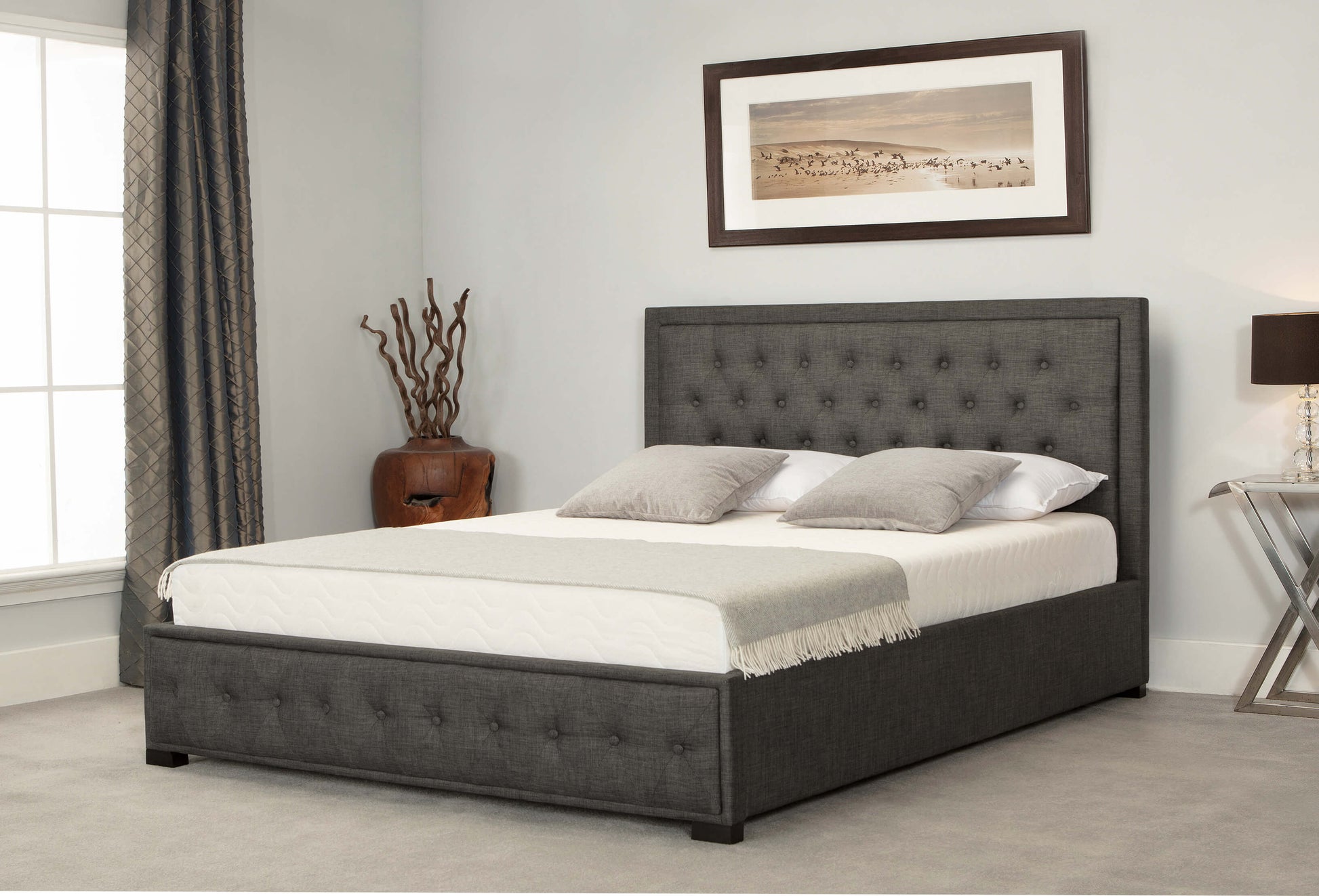 Albany Fabric Ottoman Bed In Grey ModelBedroom