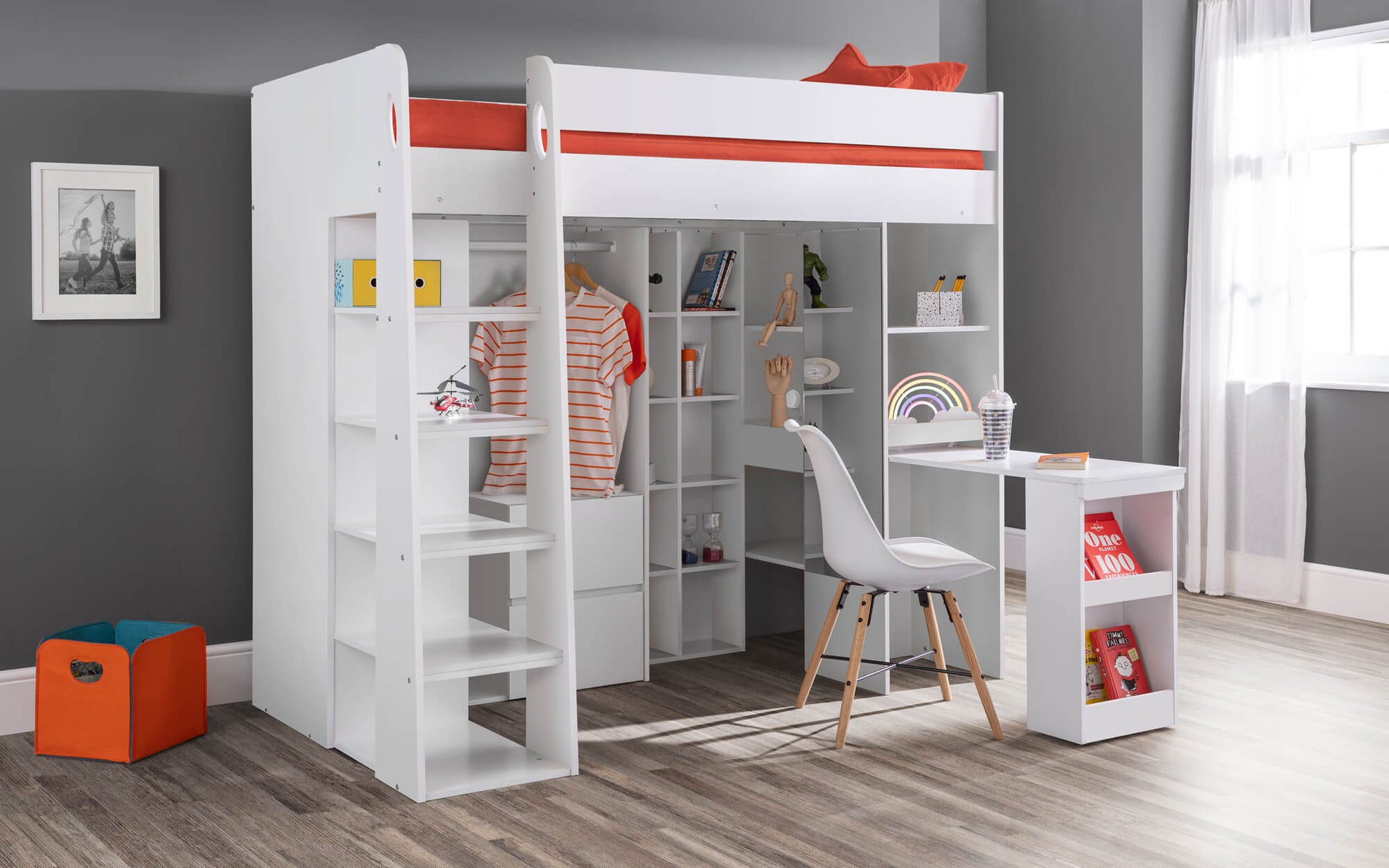 Aurora High Sleeper Set - Aurora White Wooden High Sleeper ModelBedroom