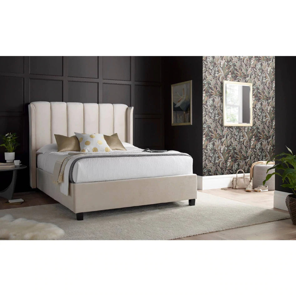 Aurora Warmstone Velvet Ottoman Bed - Double ModelBedroom