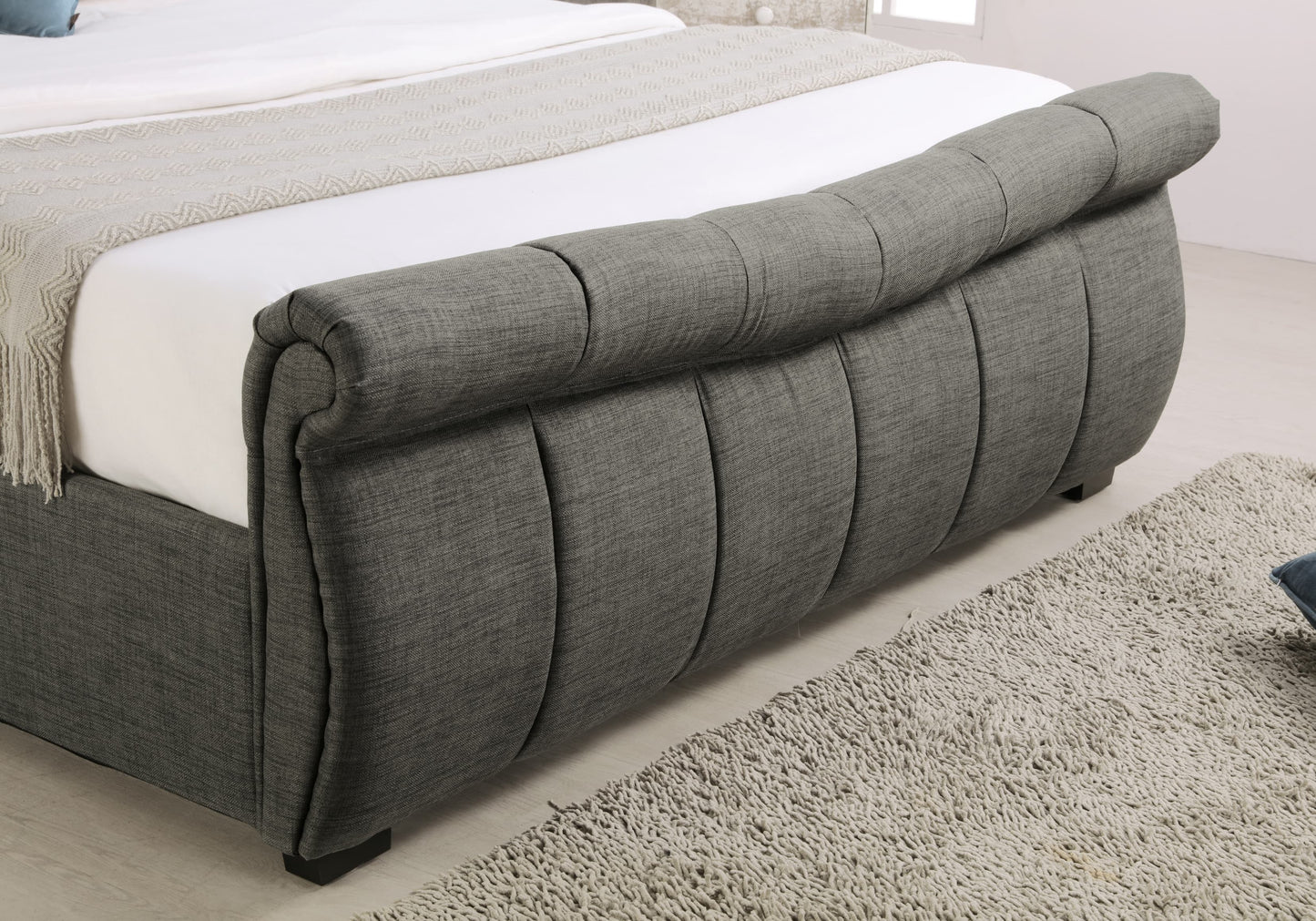 Bosworth Fabric Ottoman Bed Frame in Grey ModelBedroom