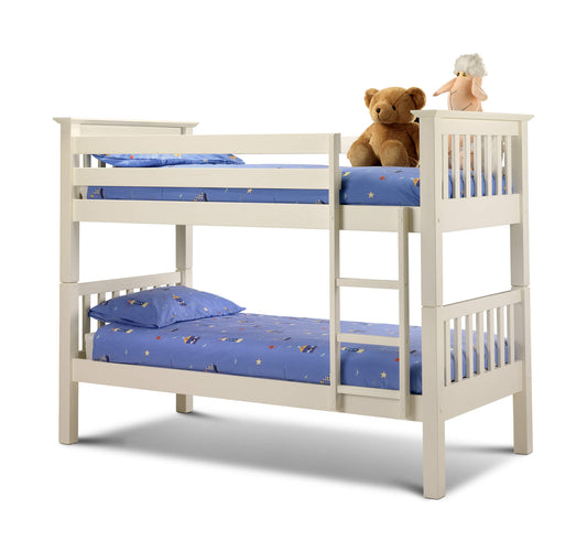 Barcelona Bunk Bed Stone White - Julian Bowen Single Bunk Bed White ModelBedroom