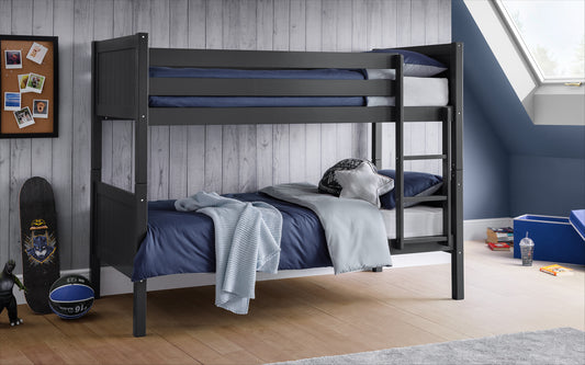 Bella Bunk Bed Anthracite - Kids Single Bunk Bed ModelBedroom