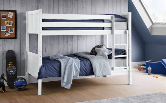 Bella Bunk Bed White - Kids Single Bunk Bed White ModelBedroom