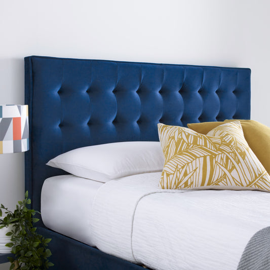 Bedmaster Kingham Blue Velvet Ottoman Bed - Kingham Ottoman Bed Blue ModelBedroom