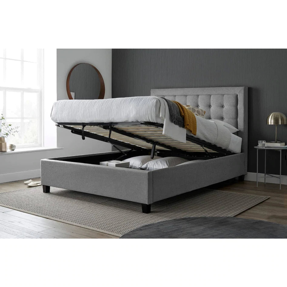 Brandon Grey Fabric Ottoman Bed - Double ModelBedroom