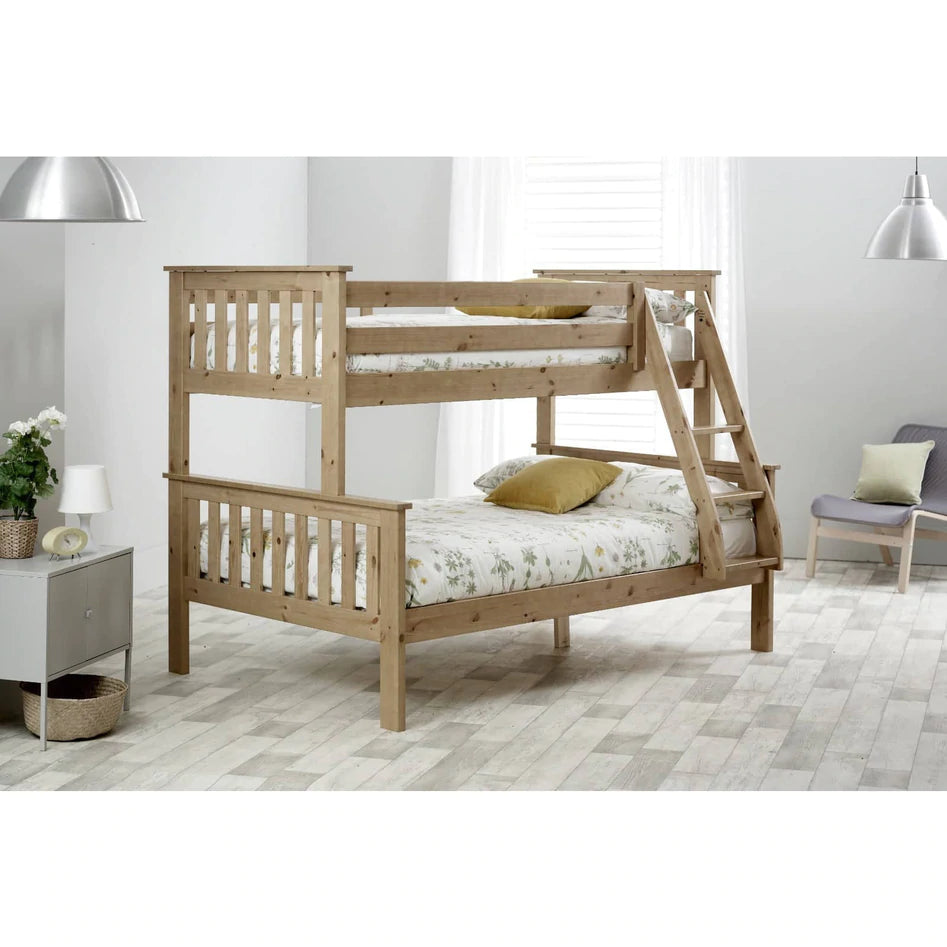 Carra Pine Triple Sleeper - Detachable Triple Bunk Bed Pine ModelBedroom