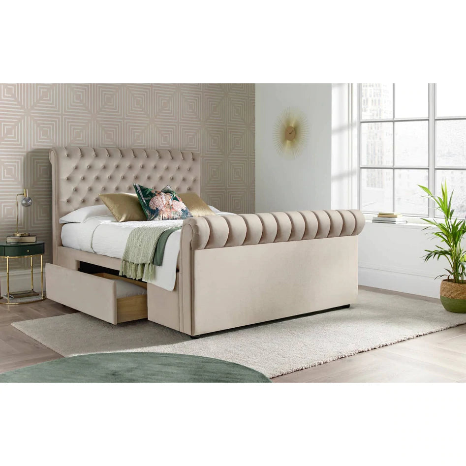 King size sleigh bed with storage drawers deals