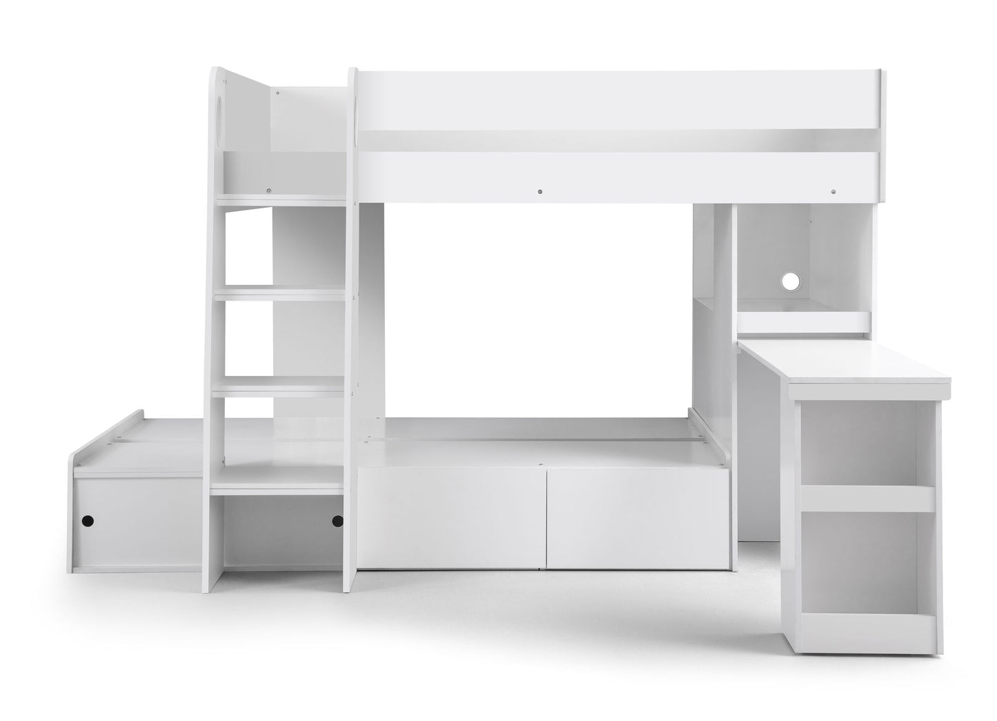 Julian Bowen Eclipse Bunk Bed - Kids White Bunk Bed with Desk and Storage ModelBedroom