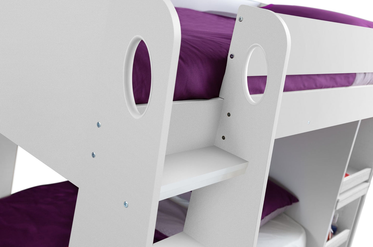 Julian Bowen Eclipse Bunk Bed - Kids White Bunk Bed with Desk and Storage ModelBedroom