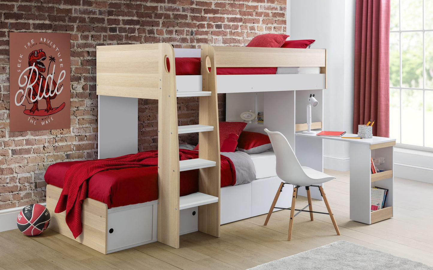 Eclipse Bunk Bed Scandinavian Oak & White ModelBedroom