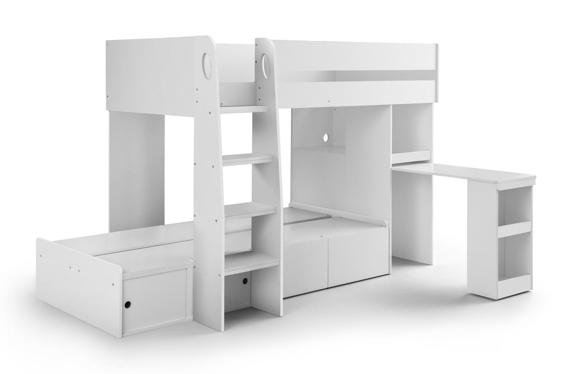 Julian Bowen Eclipse Bunk Bed - Kids White Bunk Bed with Desk and Storage ModelBedroom