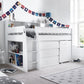 Ersa White Mid Sleeper Set - Mid Sleeper With Desk and Storage ModelBedroom