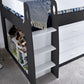Ersa Grey and White Mid Sleeper - Kids Mid Sleeper With Desk and Storage ModelBedroom