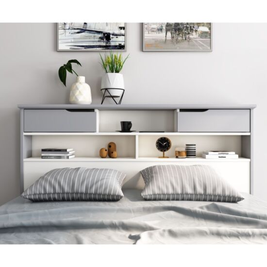 Fabio Grey and White Wooden Bed - Double ModelBedroom