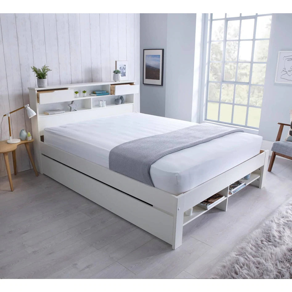 Fabio White Wooden Bed - Double ModelBedroom