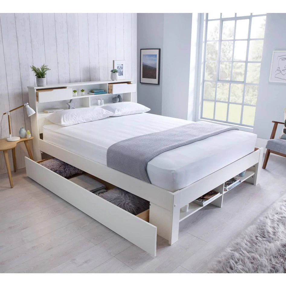 Fabio White Wooden Bed - Double ModelBedroom