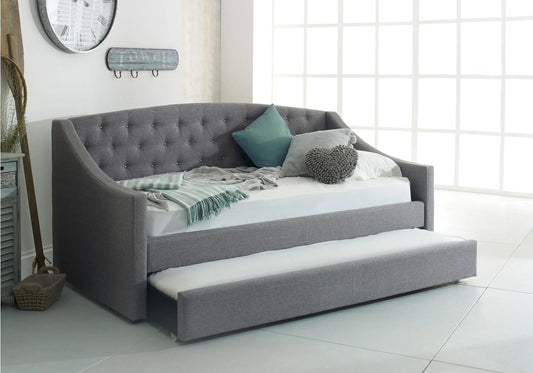 Flair Aurora Grey Fabric Daybed With Trundle ModelBedroom