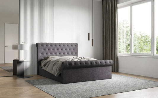 Flair Grey Fabric Lola Ottoman Sleigh Bed ModelBedroom