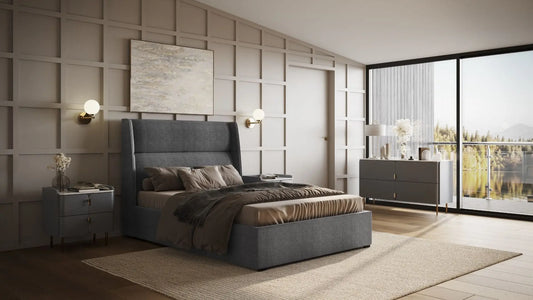 Flair Grey Fabric Rumba Ottoman Bed ModelBedroom