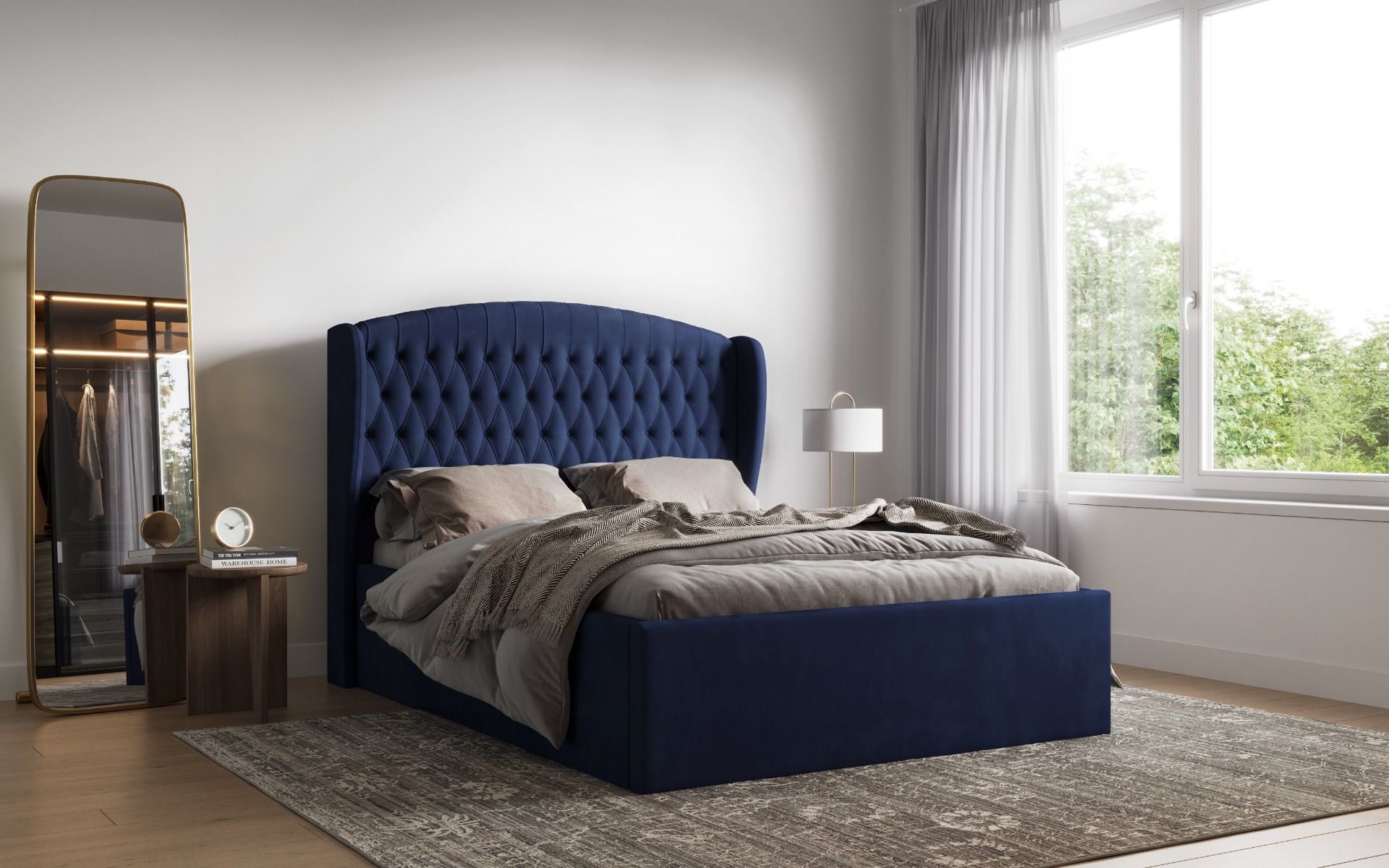 Warwick grey velvet fabric deals ottoman bed