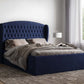 Flair Winged Velvet Adelina Ottoman Bed - Navy Winged Ottoman Bed Frame ModelBedroom