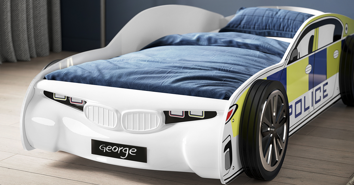 Flair UK Police Car Bed - Kids Police Car Bed - Kids Police Car Theme Bed ModelBedroom