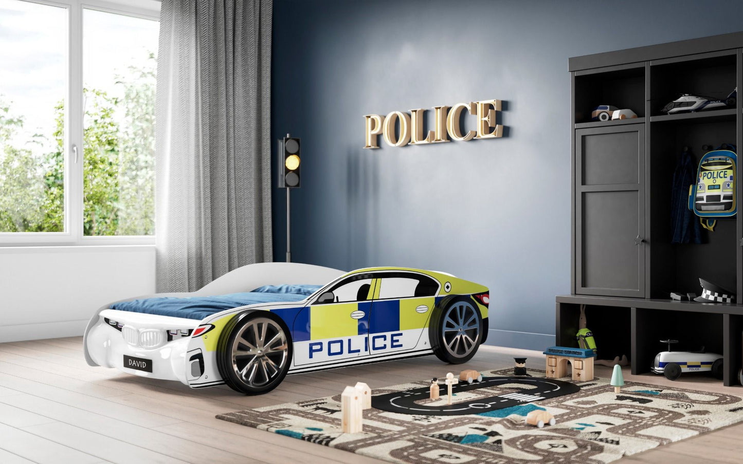 Flair UK Police Car Bed - Kids Police Car Bed - Kids Police Car Theme Bed ModelBedroom