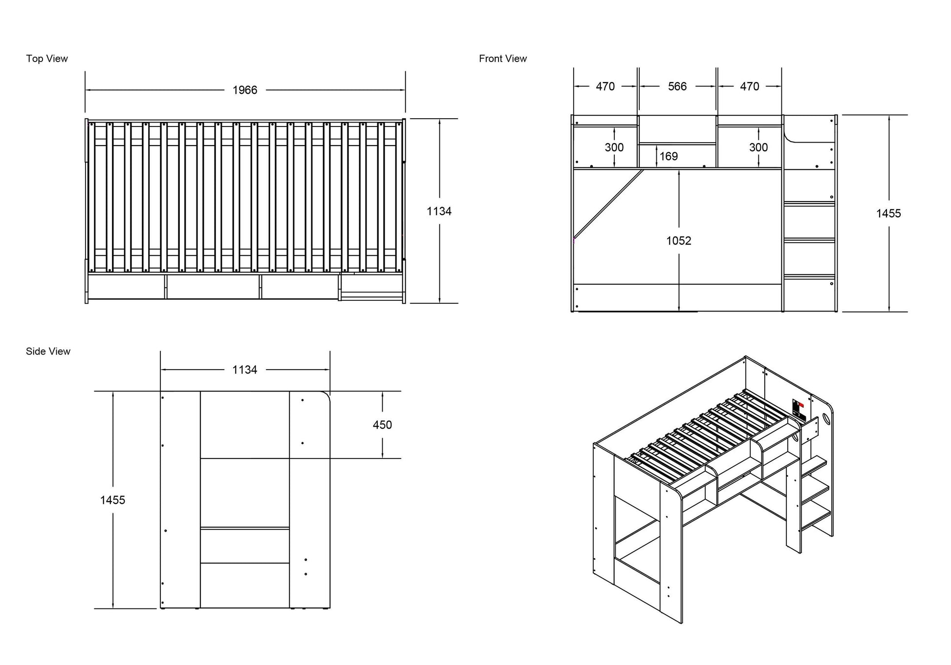 Flair Wizard L Shaped Triple Bunk Bed - Wizard L Shaped Triple Sleeper ModelBedroom