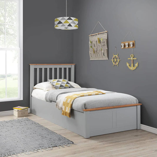 Francis Grey Wooden Ottoman Bed - Single Ottoman Bed Grey ModelBedroom