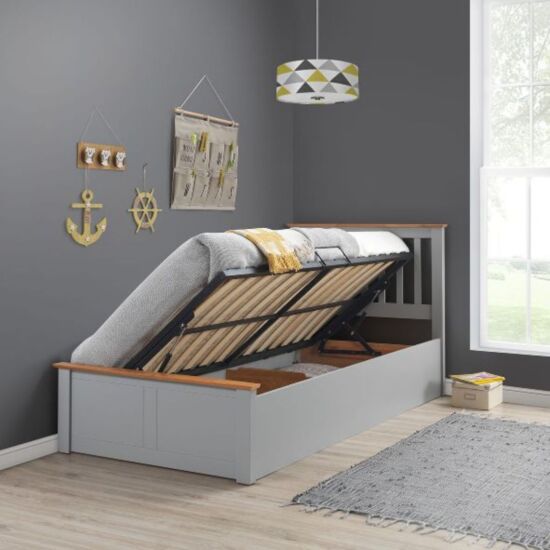 Francis Grey Wooden Ottoman Bed - Single Ottoman Bed Grey ModelBedroom