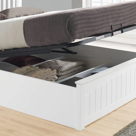 Grayson White Wooden Ottoman Bed - King Size ModelBedroom