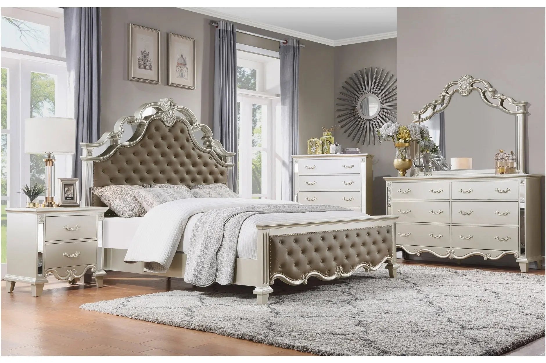 MDR Ever Champagne 4 Piece King Bedroom Set ModelBedroom