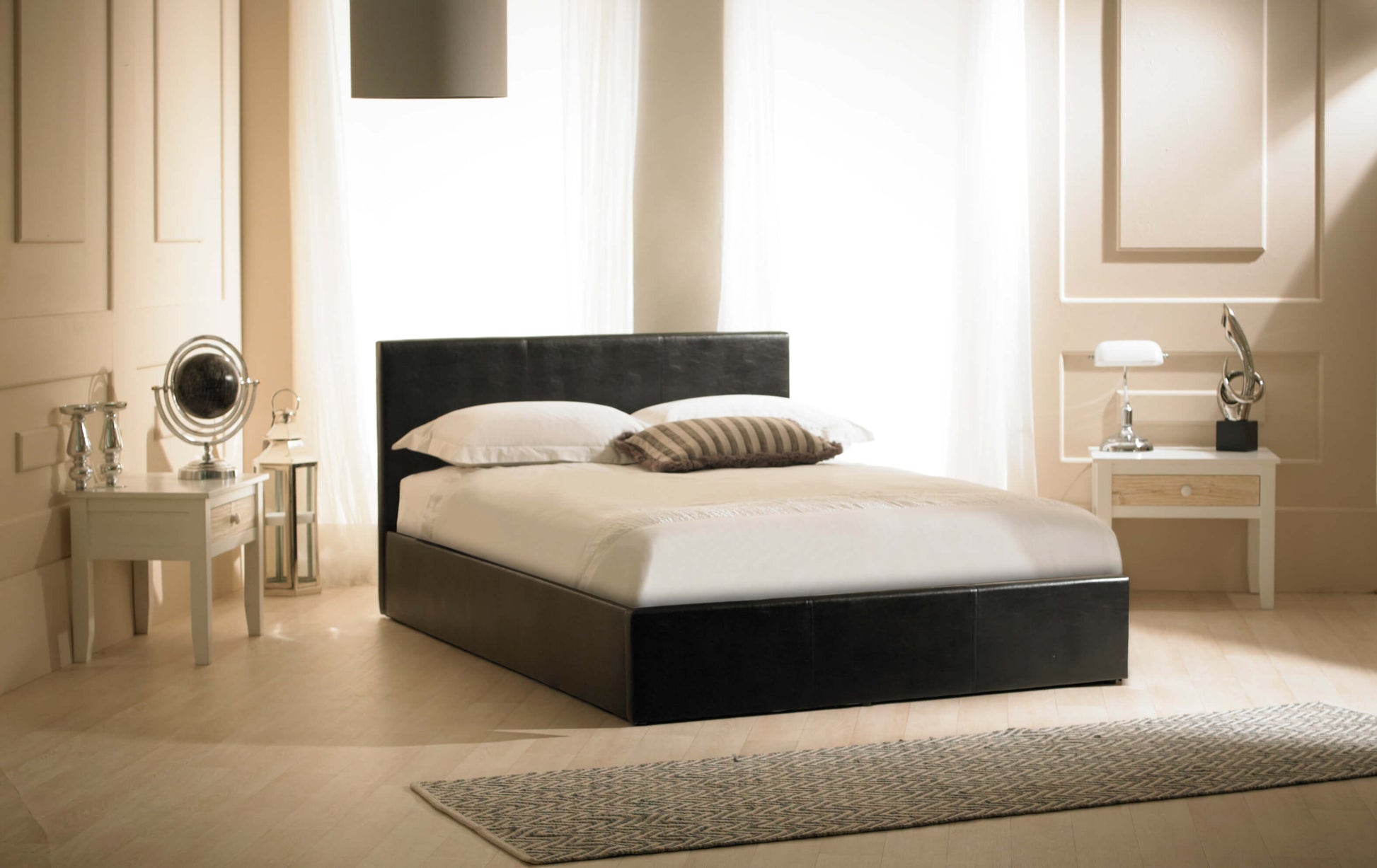 Madrid Ottoman Bed In Black - Super King ModelBedroom