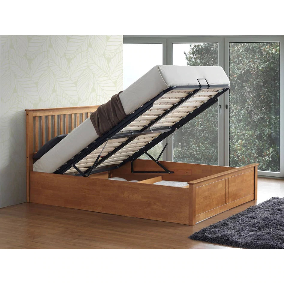 Malmo Oak Wooden Ottoman Bed - King Size ModelBedroom