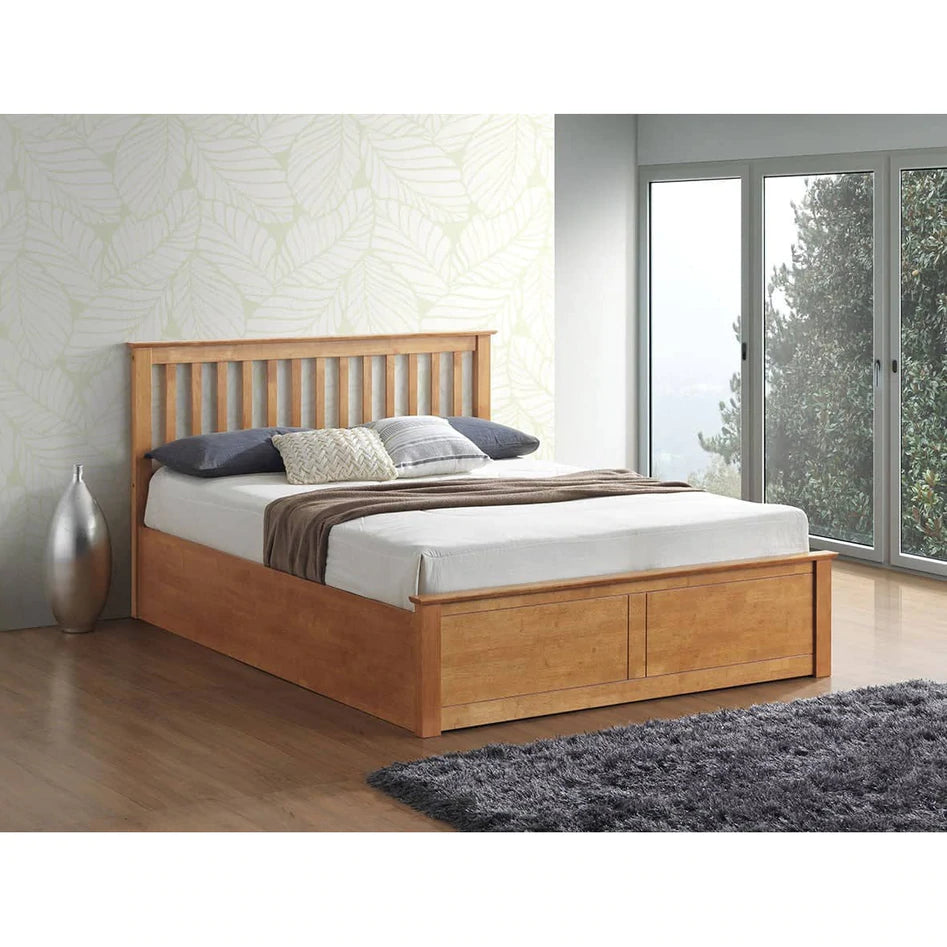 Malmo Oak Wooden Ottoman Bed - King Size ModelBedroom