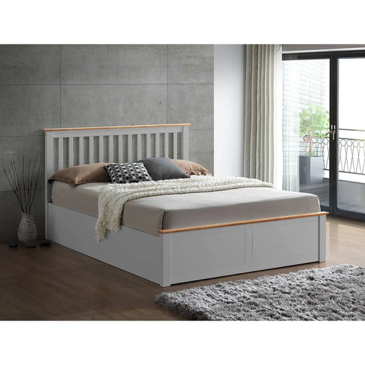 Malmo Pearl Grey Wooden Ottoman Bed - Double ModelBedroom