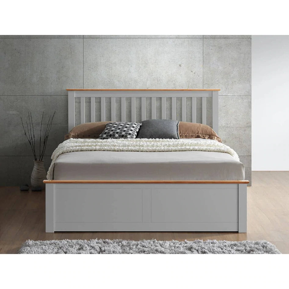 Malmo Pearl Grey Wooden Ottoman Bed - Double ModelBedroom