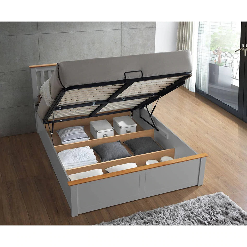 Malmo Pearl Grey Wooden Ottoman Bed - Double ModelBedroom