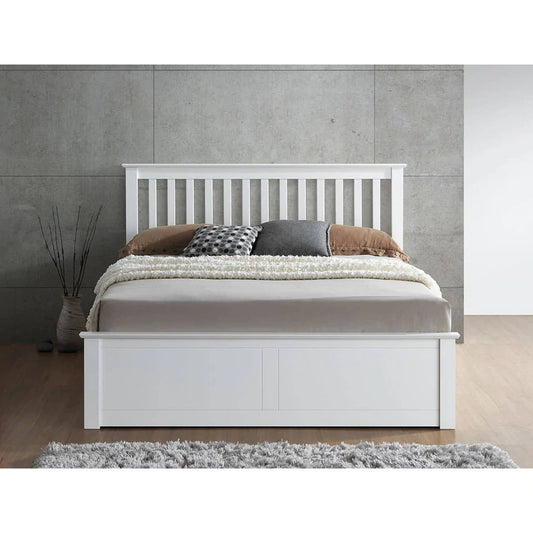 Malmo White Wooden Ottoman Bed - King Size ModelBedroom