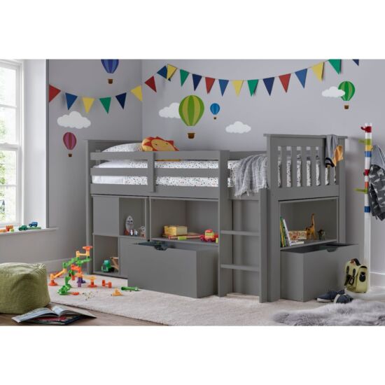 Milo Grey Sleep Station Desk Storage Bed ModelBedroom