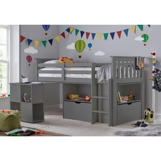 Milo Grey Sleep Station Desk Storage Bed ModelBedroom