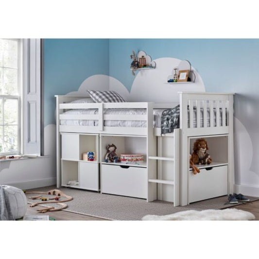 Milo White Sleep Station Desk Storage Bed ModelBedroom