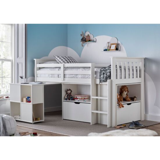 Milo White Sleep Station Desk Storage Bed ModelBedroom