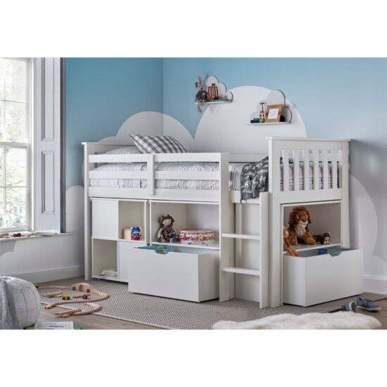 Milo White Sleep Station Desk Storage Bed ModelBedroom