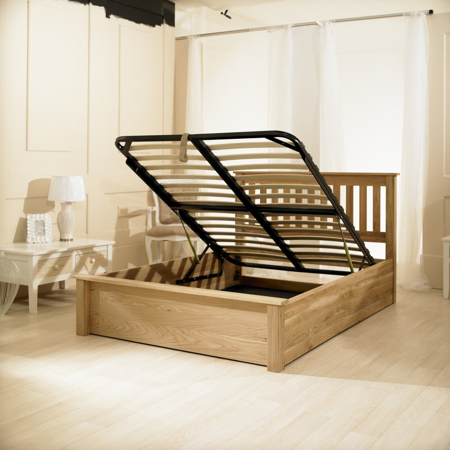 Monaco Solid Oak Ottoman Bed ModelBedroom